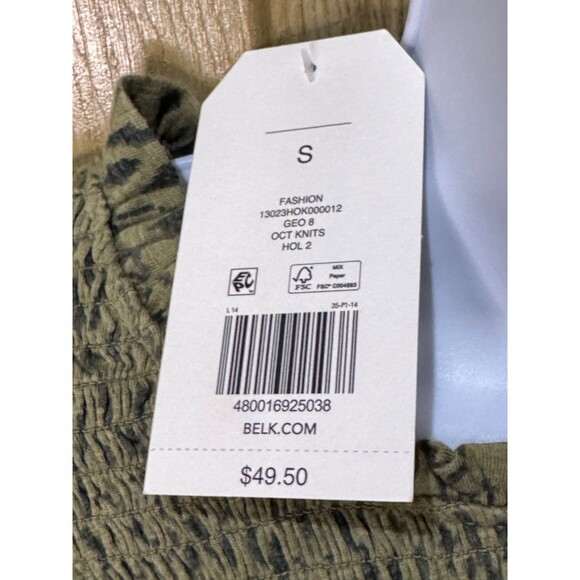 Wonderly Long Sleeve Blouse Top Women’s Small Green Boho Peasant Smocked NWT - Picture 6 of 8